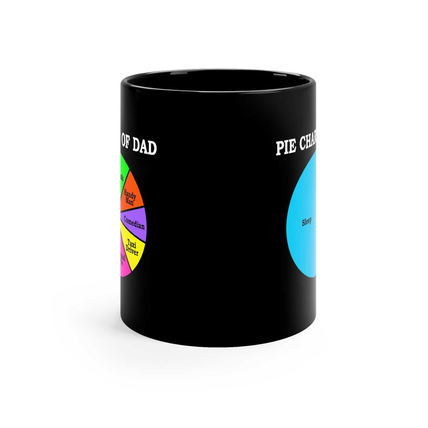 Happy Father's Day Ceramic Coffee Mug, Pie Chart of Dad, Black, 11oz Capacity