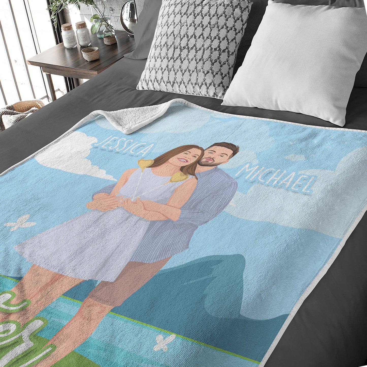 Custom Personalized Blanket with Your Hand Painted Portrait "Better Together Personalized Blanket"