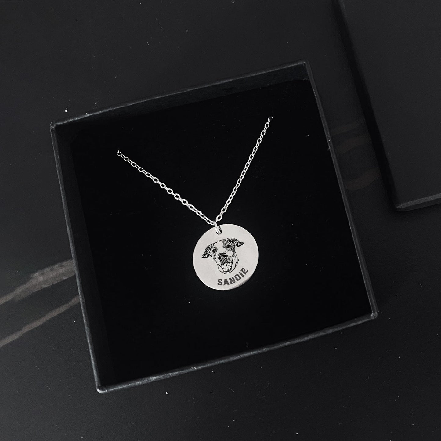 Custom Engraved Pet Portrait Necklace