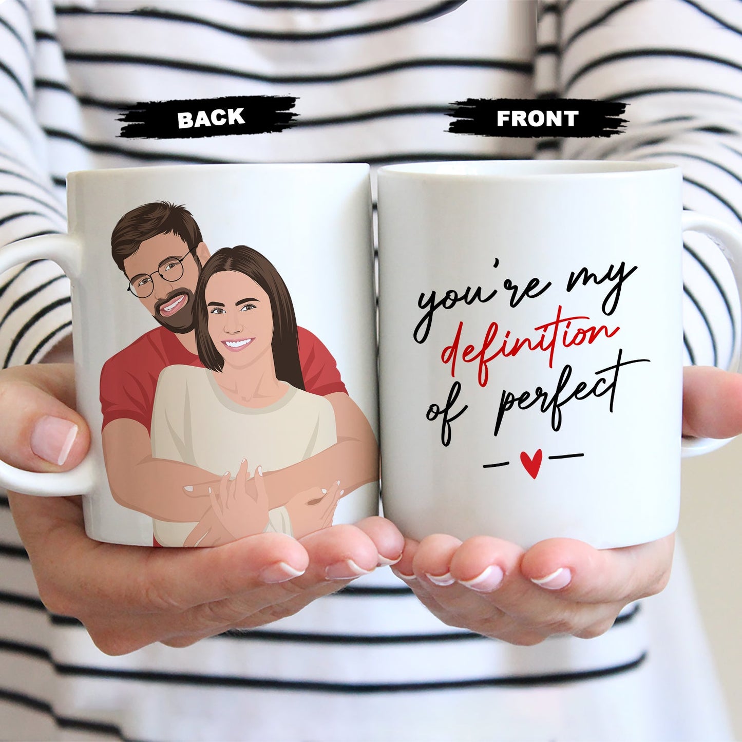 Custom "Definition of Perfect Boyfriend" Mug Personalized with Your Hand-Drawn Portrait