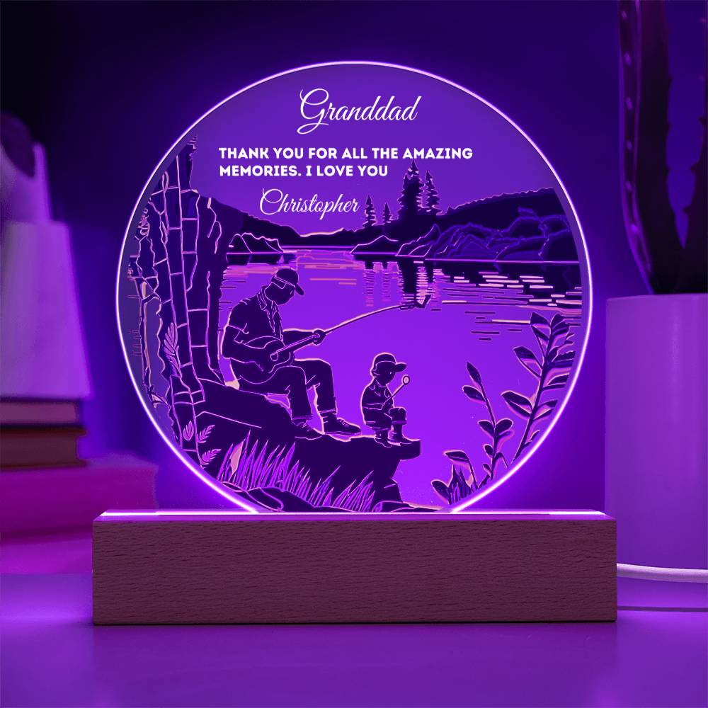 Custom Personalized Round Acrylic Plaque with Wooden or LED Base - Thank You For All The Amazing Memories - Gift for Dad, Grandfather, Son