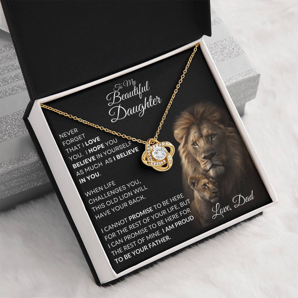 To My Beautiful Daughter - This Old Lion Love Knot Necklace