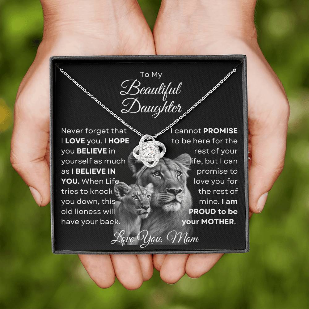 To My Beautiful Daughter - This Old Lioness Love Knot Necklace