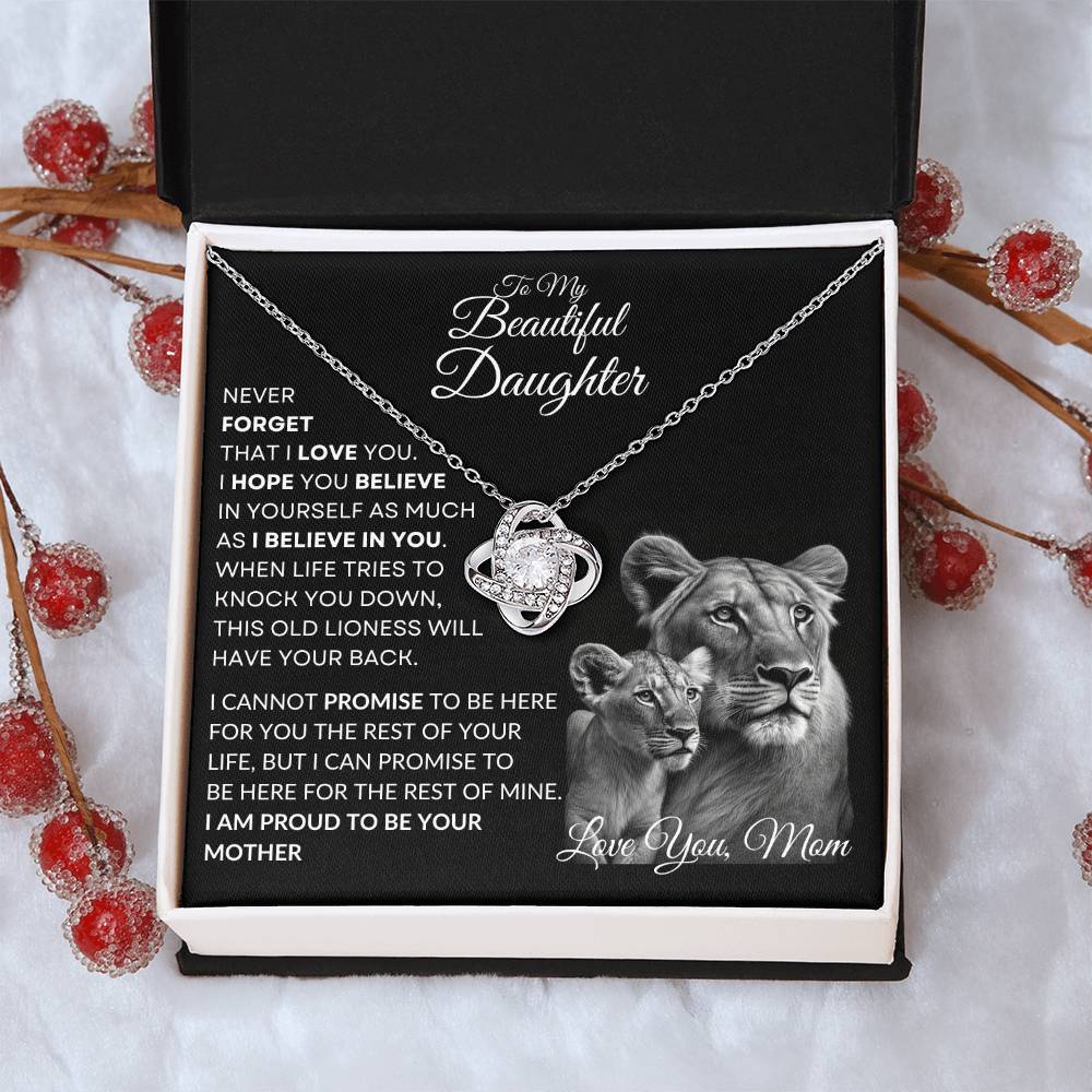 To My Beautiful Daughter - This Lioness Love Knot Necklace
