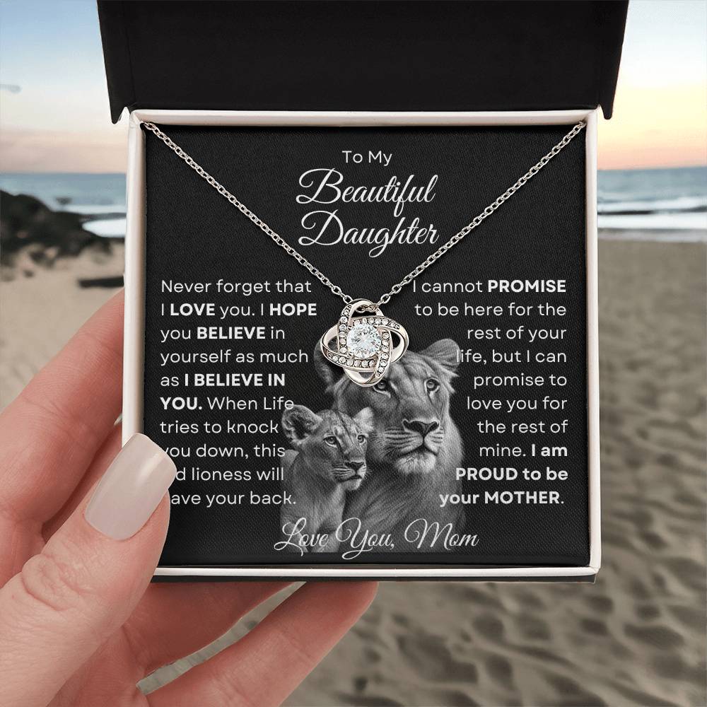 To My Beautiful Daughter - This Old Lioness Love Knot Necklace