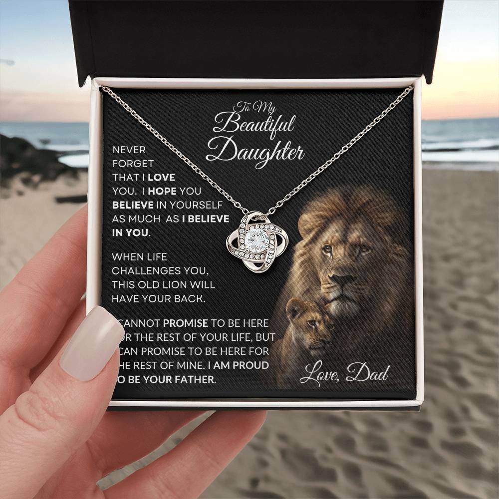 To My Beautiful Daughter - This Old Lion Love Knot Necklace