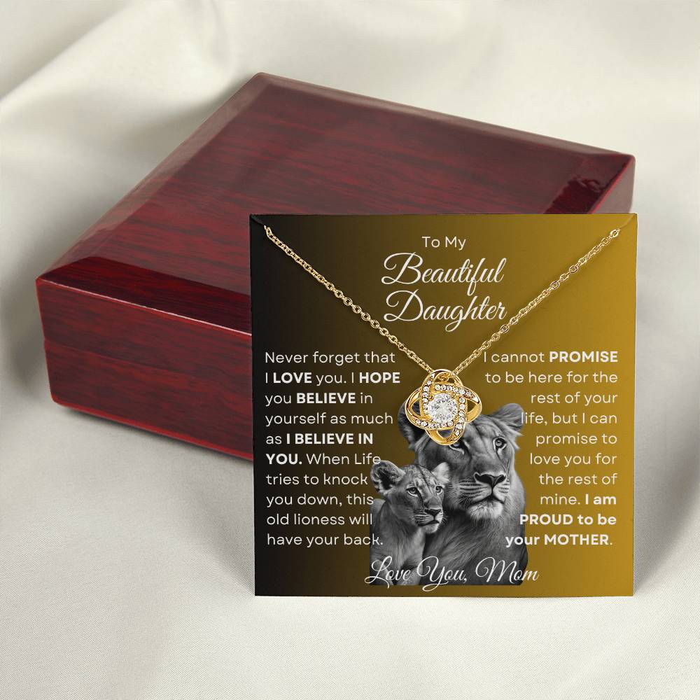 To My Beautiful Daughter - This Old Lioness Love Knot Necklace 2