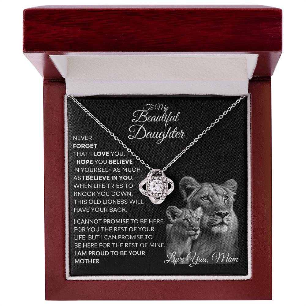 To My Beautiful Daughter - This Lioness Love Knot Necklace