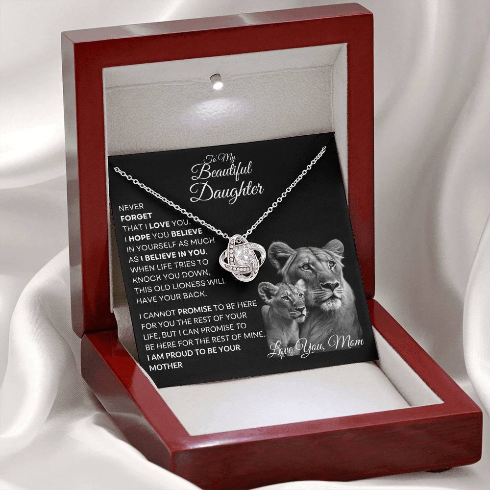 To My Beautiful Daughter - This Lioness Love Knot Necklace