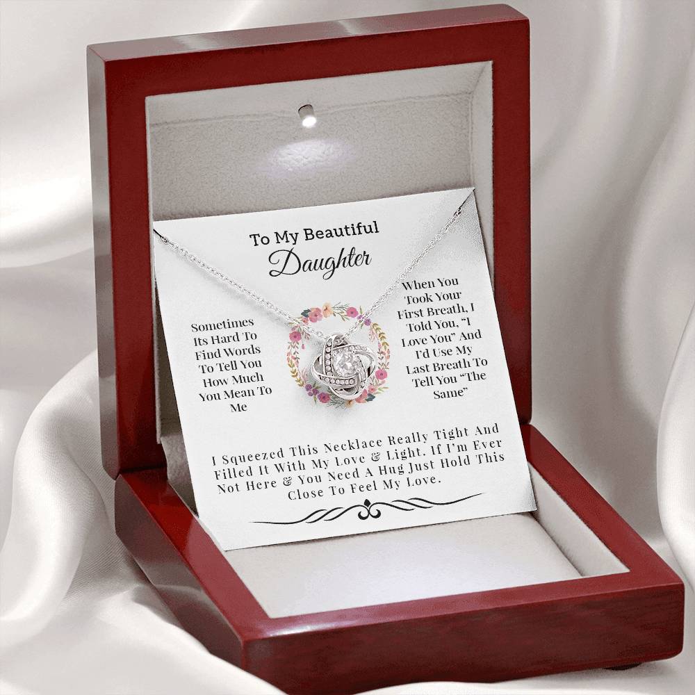 To My Beautiful Daughter | I Love You - Love Knot Necklace