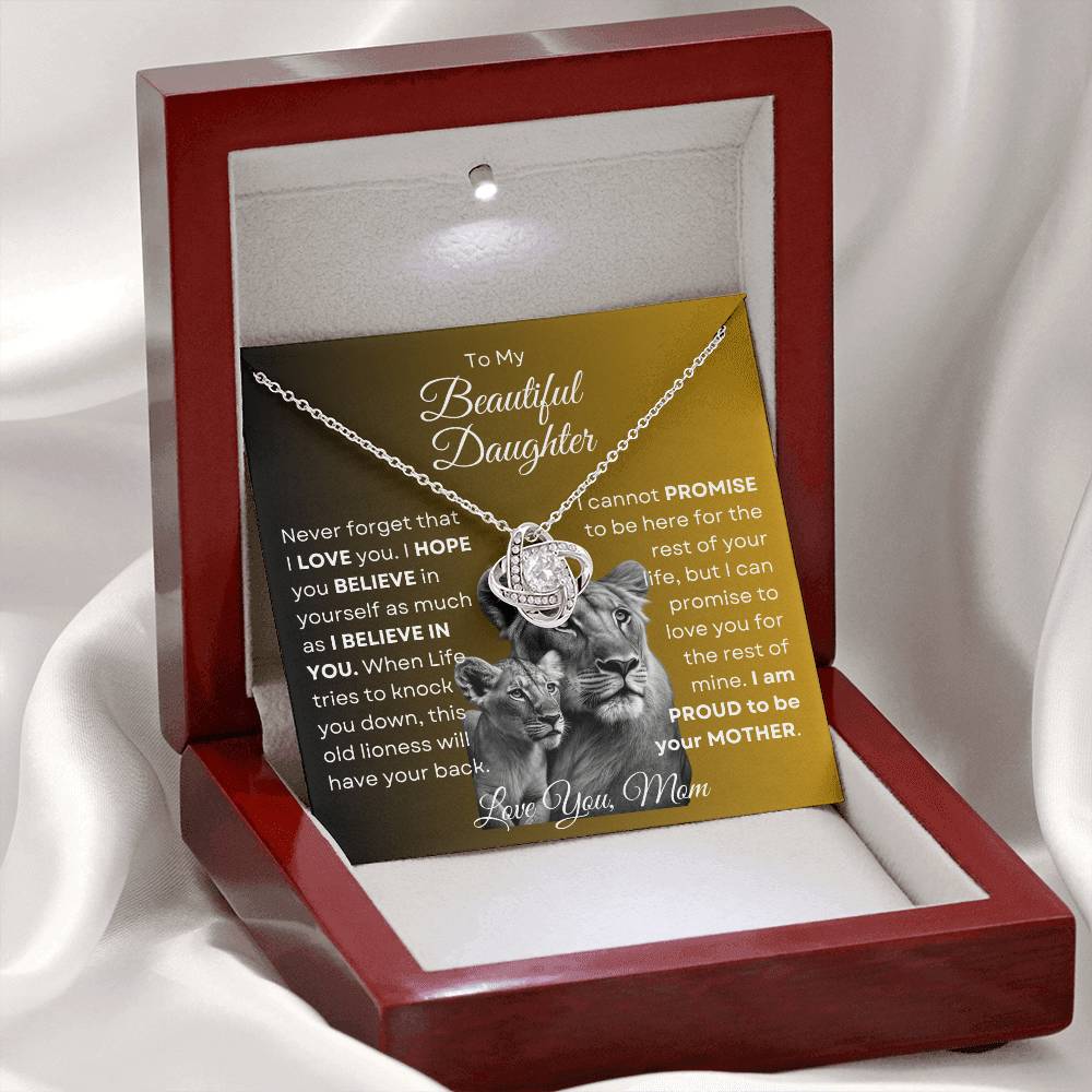 To My Beautiful Daughter - This Old Lioness Love Knot Necklace 2