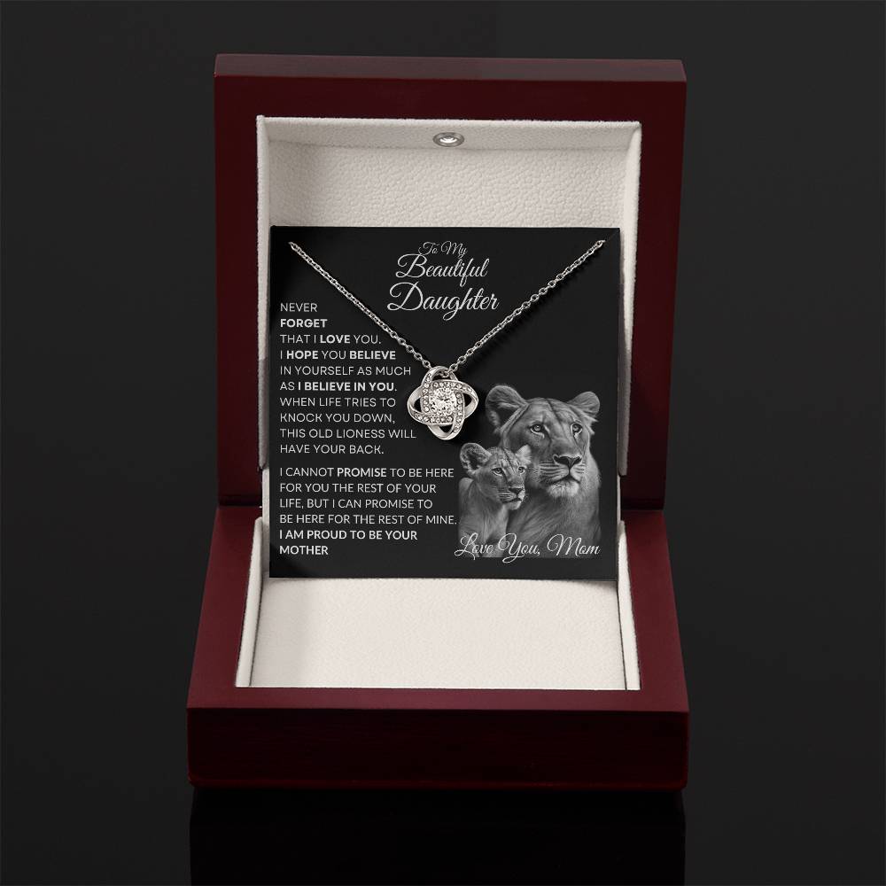 To My Beautiful Daughter - This Lioness Love Knot Necklace