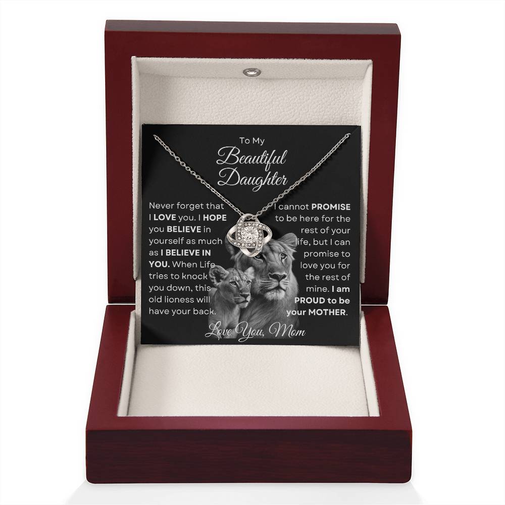 To My Beautiful Daughter - This Old Lioness Love Knot Necklace