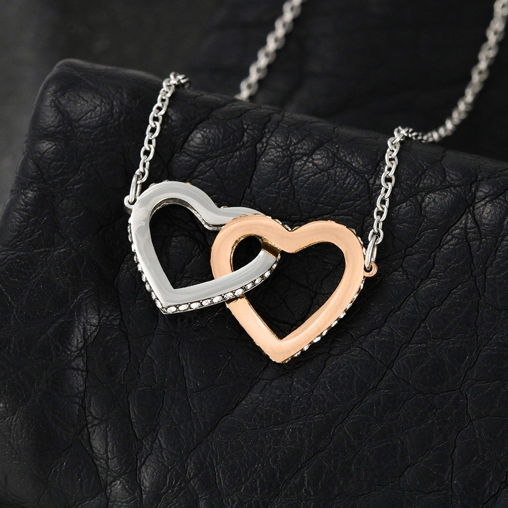 To My Daughter/The Strength Of My Love/Personalized Interlocking Hearts Necklace