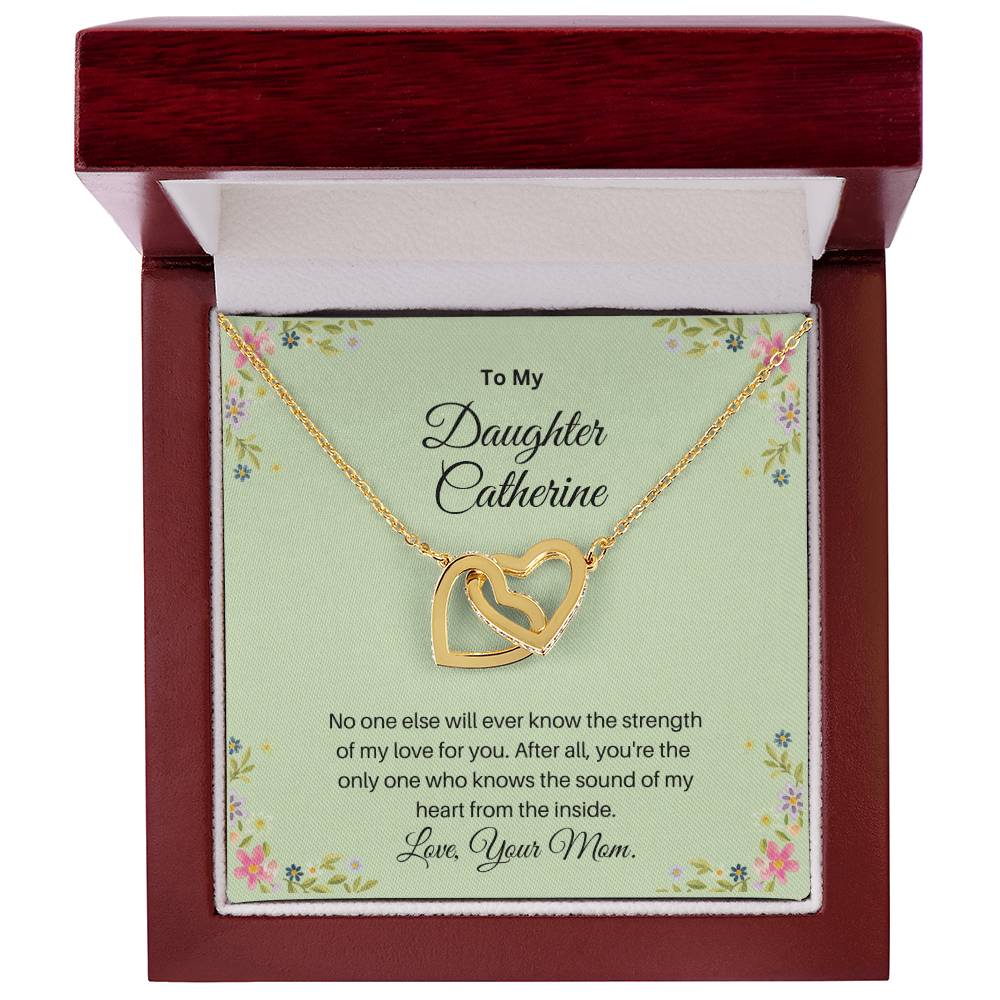 To My Daughter/The Strength Of My Love/Personalized Interlocking Hearts Necklace