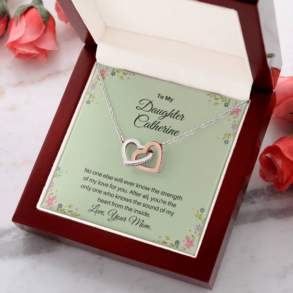 To My Daughter/The Strength Of My Love/Personalized Interlocking Hearts Necklace