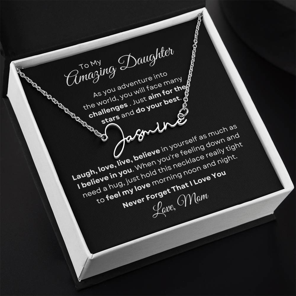 To My Amazing Daughter - Personalized Signature Style Name Necklace 2