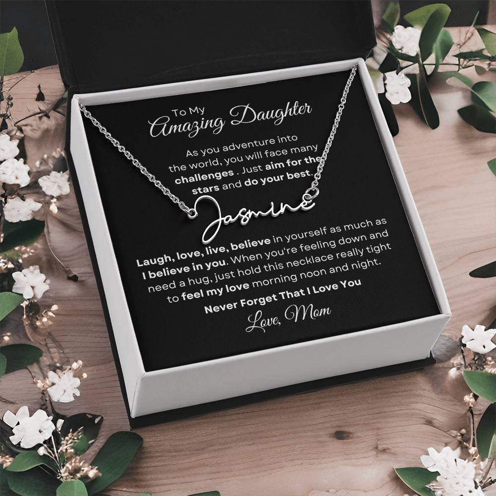 To My Amazing Daughter - Personalized Signature Style Name Necklace 2