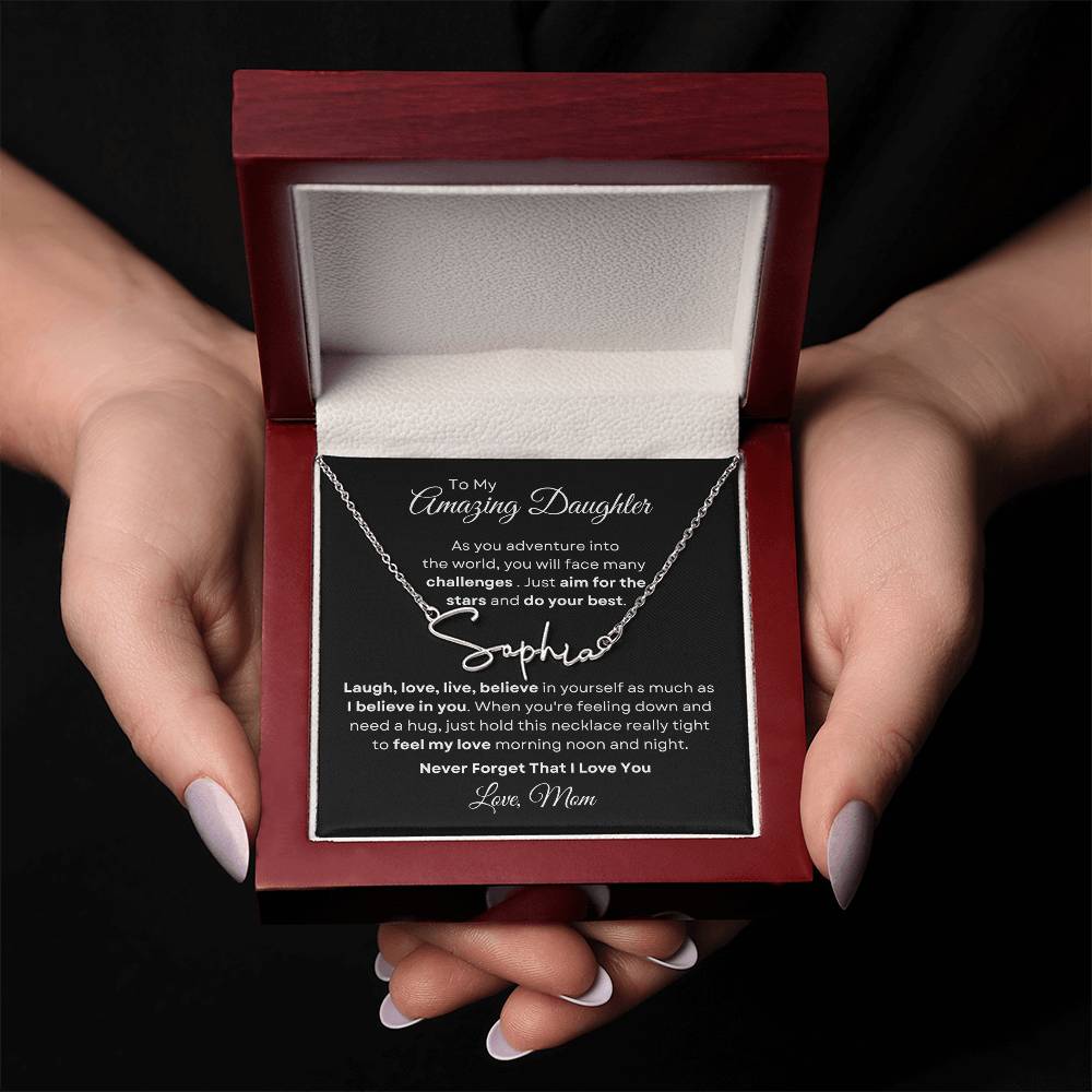 To My Amazing Daughter - Personalized Signature Style Name Necklace 2