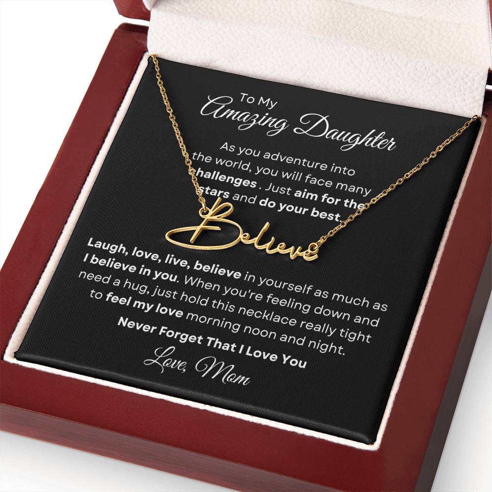To My Amazing Daughter - Personalized Signature Style Name Necklace 2