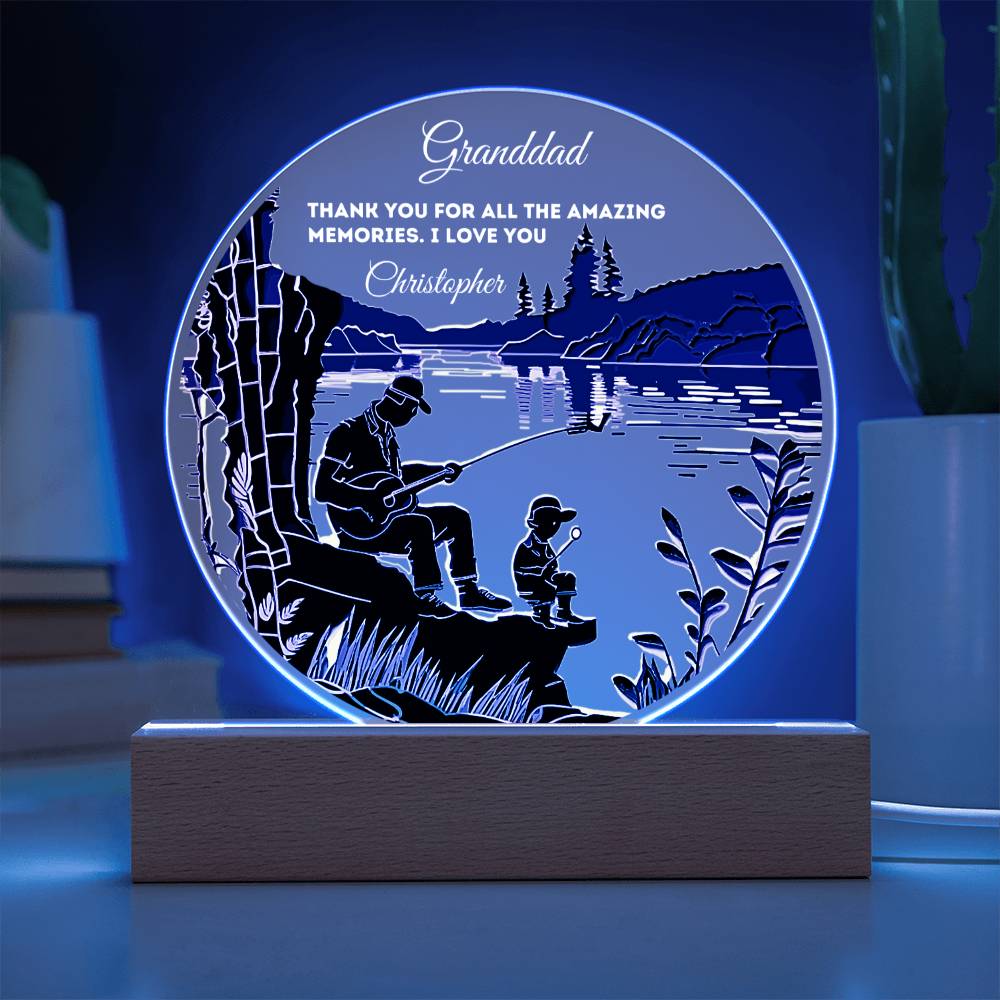 Custom Personalized Round Acrylic Plaque with Wooden or LED Base - Thank You For All The Amazing Memories - Gift for Dad, Grandfather, Son