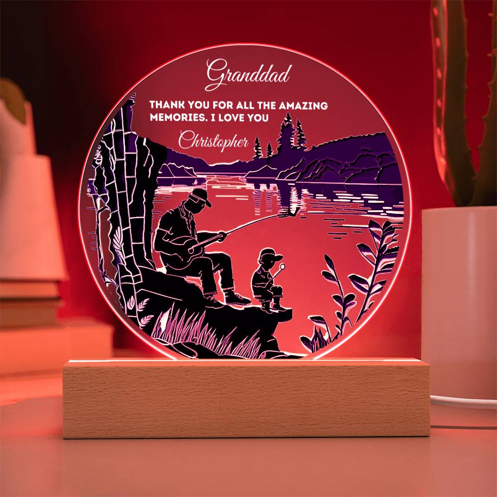 Custom Personalized Round Acrylic Plaque with Wooden or LED Base - Thank You For All The Amazing Memories - Gift for Dad, Grandfather, Son