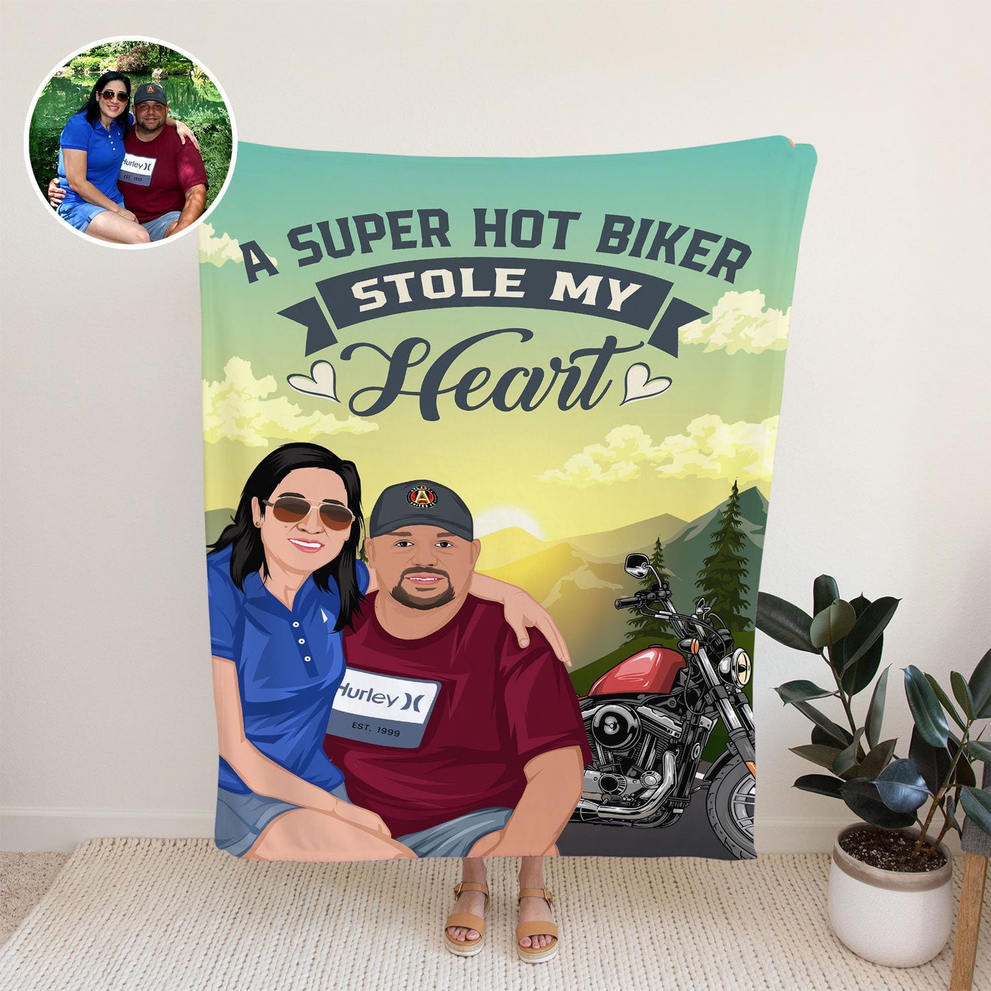 Custom Personalized Biker Blanket - A Hot Biker Stole My Heart