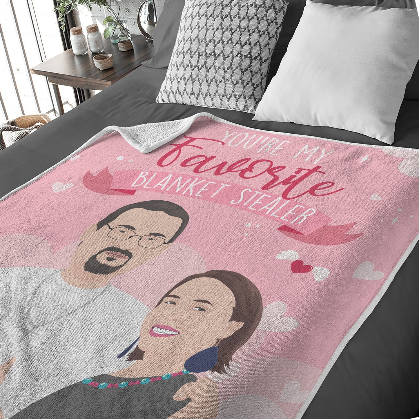 Personalized Hand-Drawn "My Favorite Blanket Stealer" Blanket