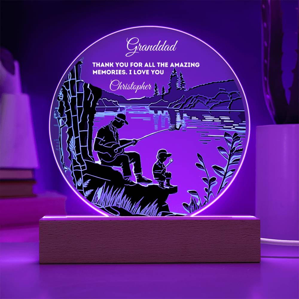 Custom Personalized Round Acrylic Plaque with Wooden or LED Base - Thank You For All The Amazing Memories - Gift for Dad, Grandfather, Son