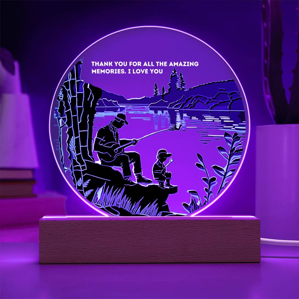 Custom Personalized Round Acrylic Plaque with Wooden or LED Base - Thank You For All The Amazing Memories - Gift for Dad, Grandfather, Son