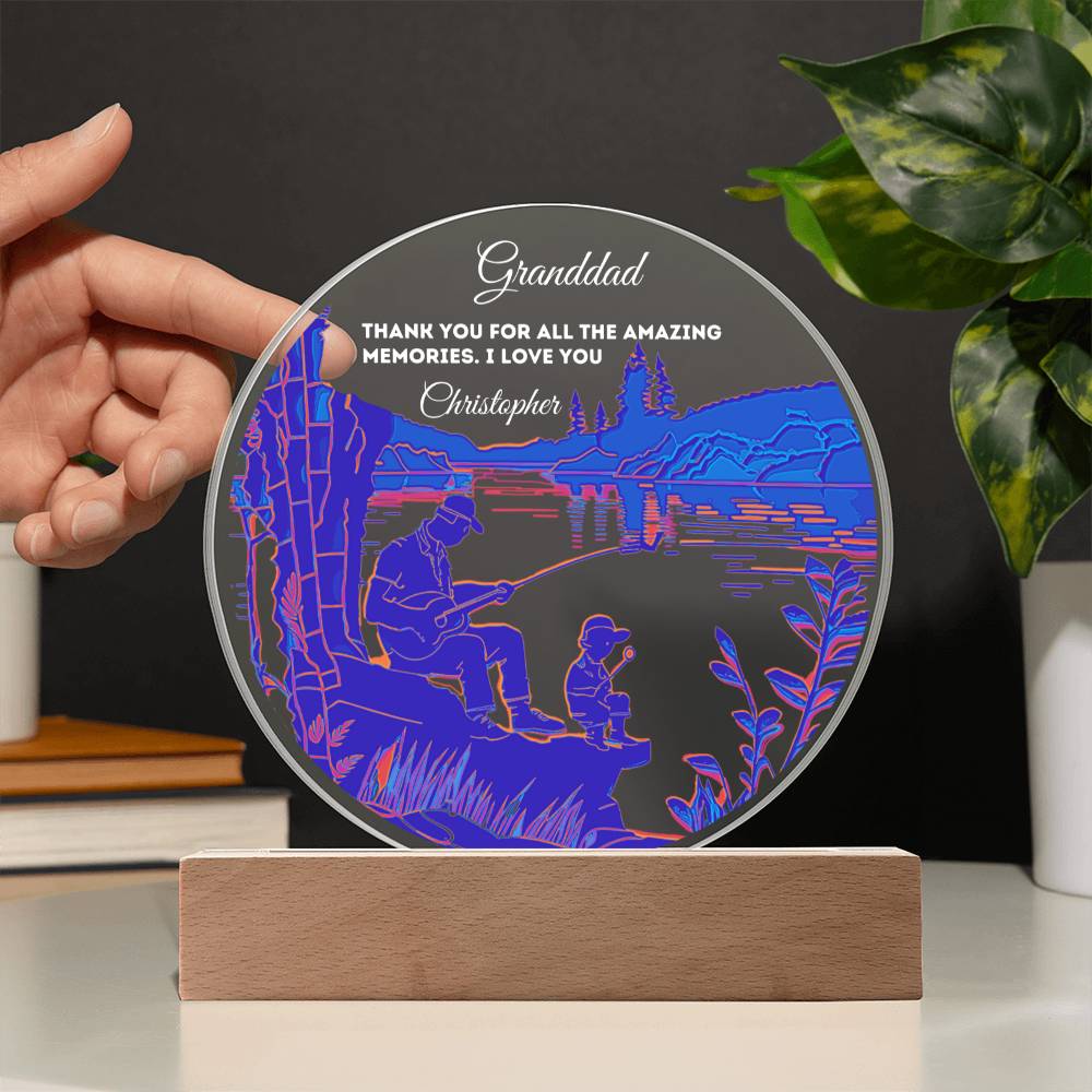 Custom Personalized Round Acrylic Plaque with Wooden or LED Base - Thank You For All The Amazing Memories - Gift for Dad, Grandfather, Son