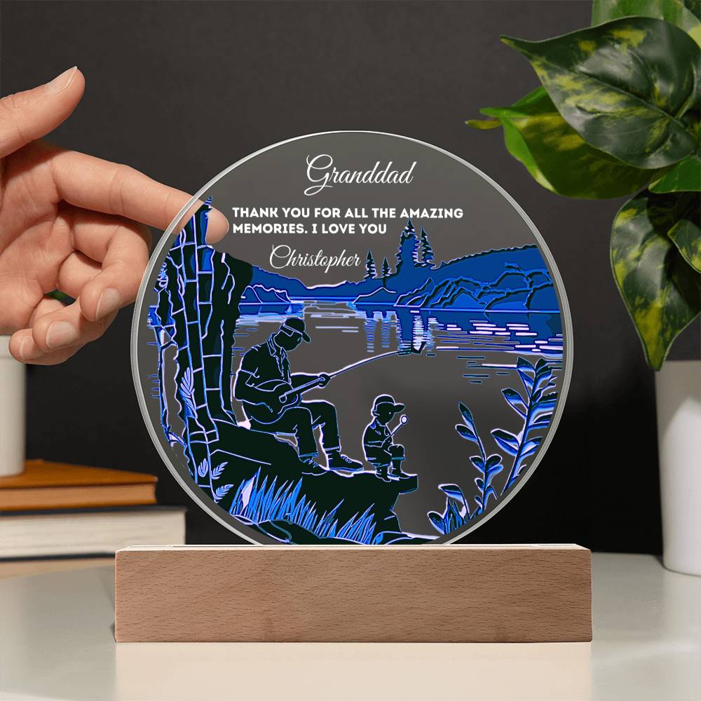 Custom Personalized Round Acrylic Plaque with Wooden or LED Base - Thank You For All The Amazing Memories - Gift for Dad, Grandfather, Son