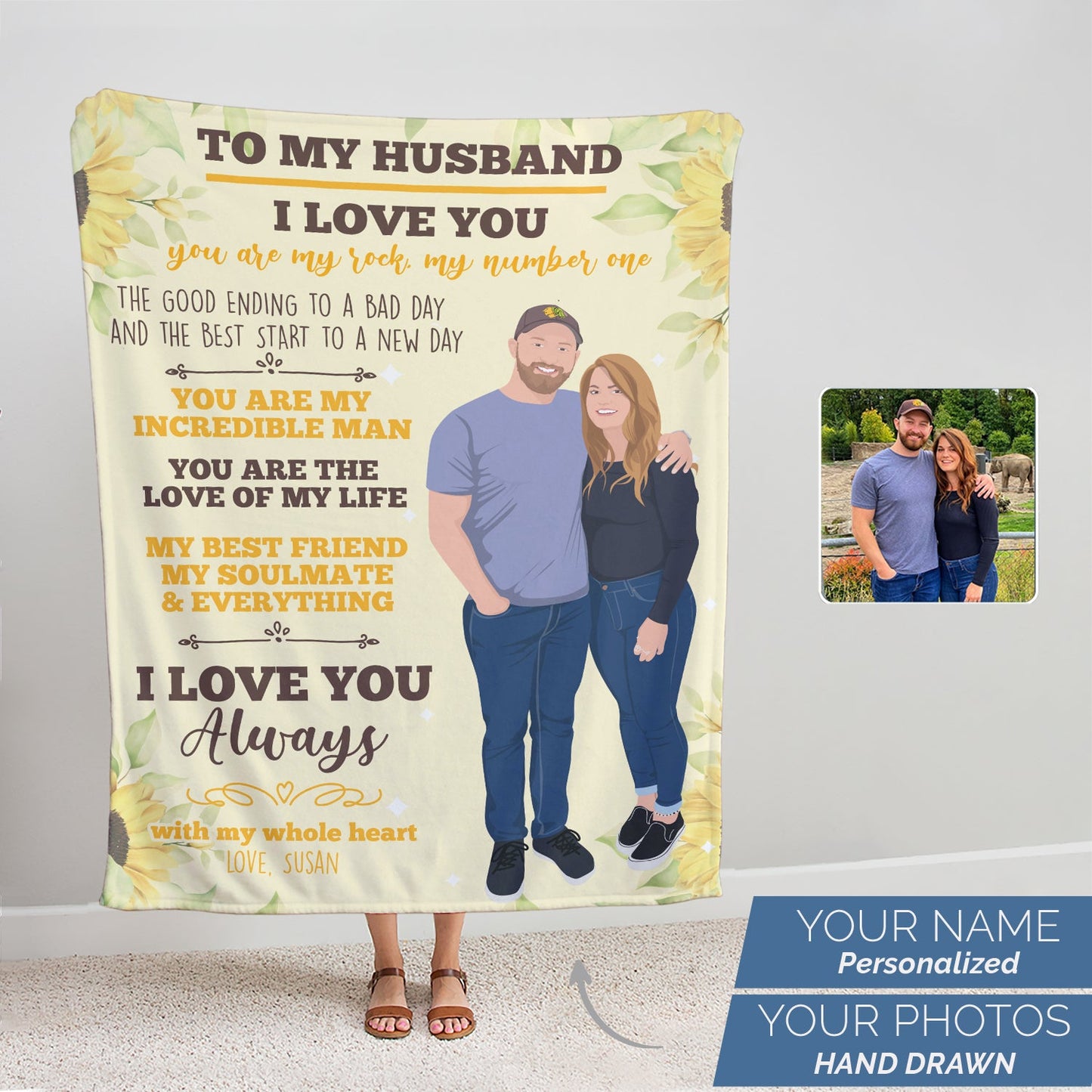To My Husband Personalized Blanket