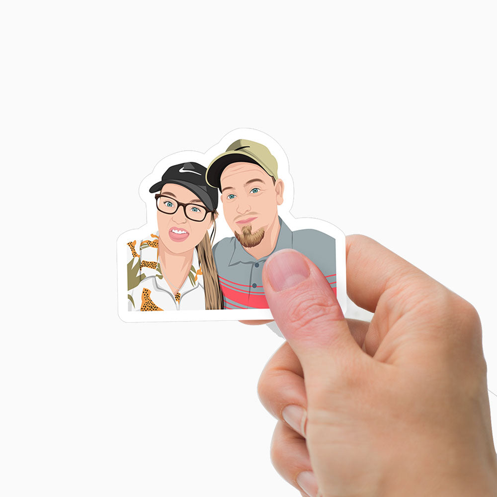 Custom BF GF BAE Hand-Drawn Couple Stickers