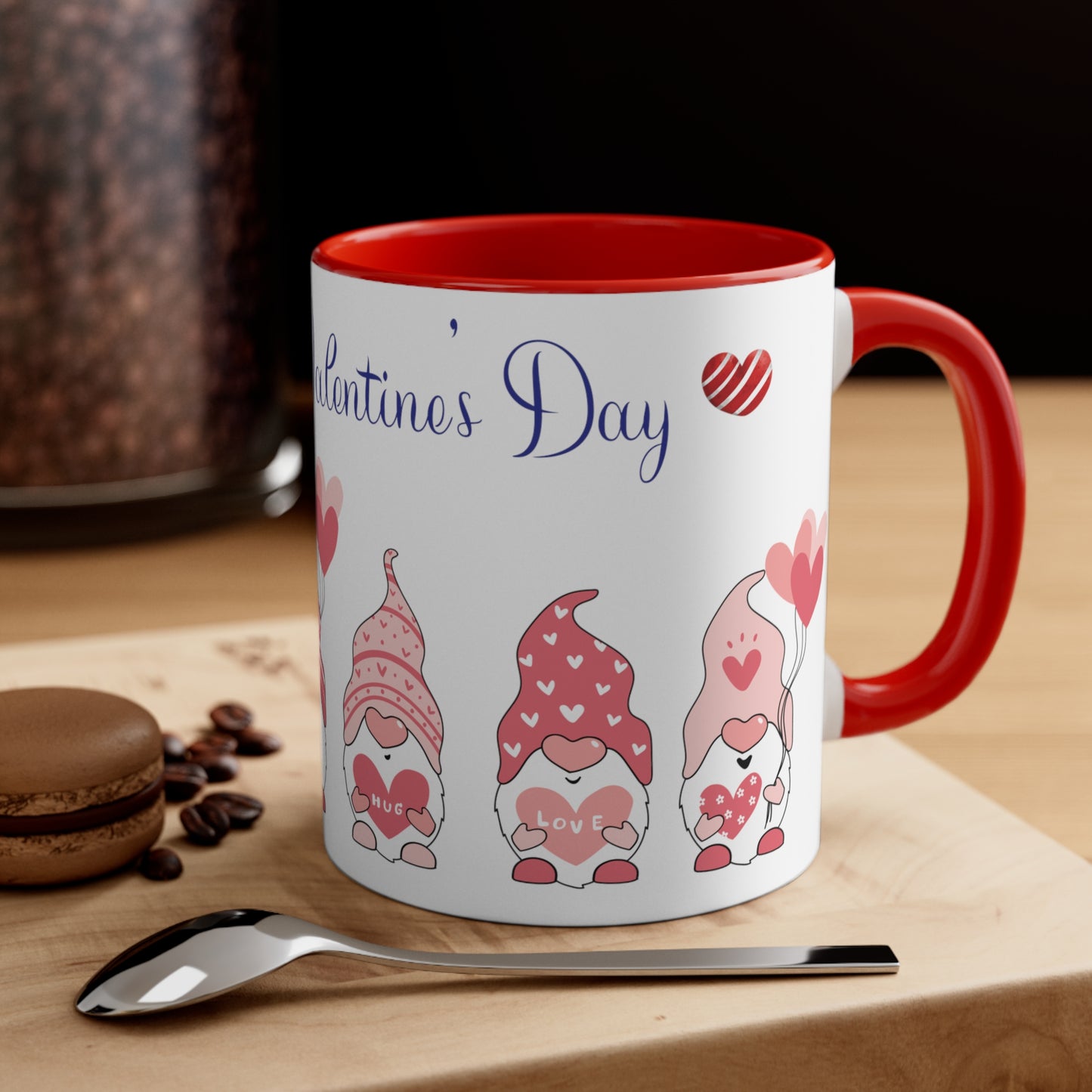 Valentine's Day Coffee Mug, Gnome Mug, Gnome Coffee Mug,  Happy Valentine's Day Mug, Valentine's Gnome Mug, Ceramic Mug 11oz