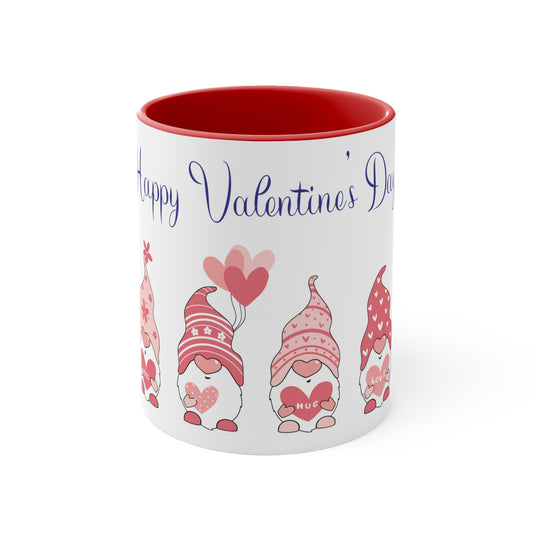 Valentine's Day Coffee Mug, Gnome Mug, Gnome Coffee Mug,  Happy Valentine's Day Mug, Valentine's Gnome Mug, Ceramic Mug 11oz