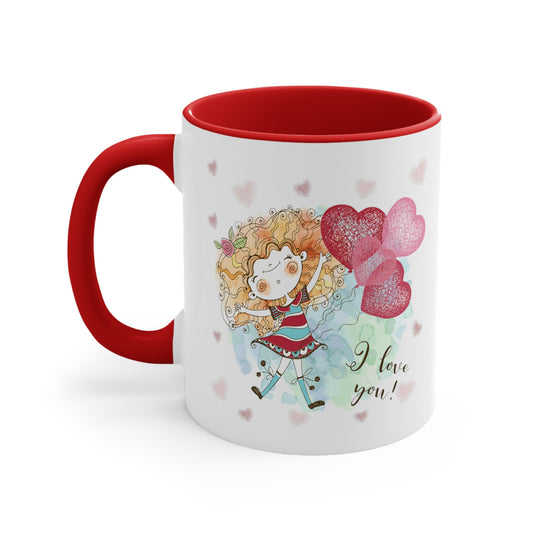 I Love You Mug, I Love you Valentine Mug,  I Love You Valentine Mug for Boyfriend, White Two-Tone Ceramic Coffee Mug 11oz
