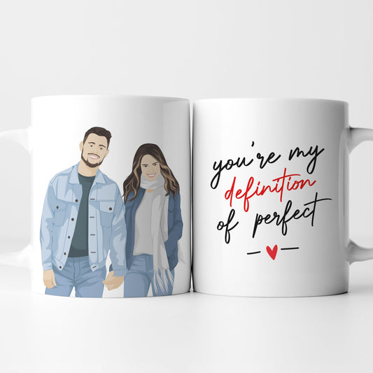 Custom "Definition of Perfect Boyfriend" Mug Personalized with Your Hand-Drawn Portrait
