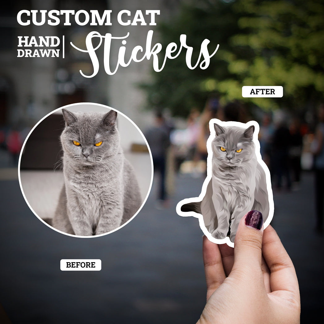 Custom Hand Painted Cat Portrait Stickers