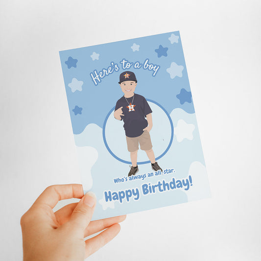 Personalized Hand-Drawn Birthday Boy Card
