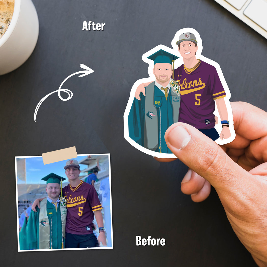 Custom Hand-Drawn Graduation Photo Stickers