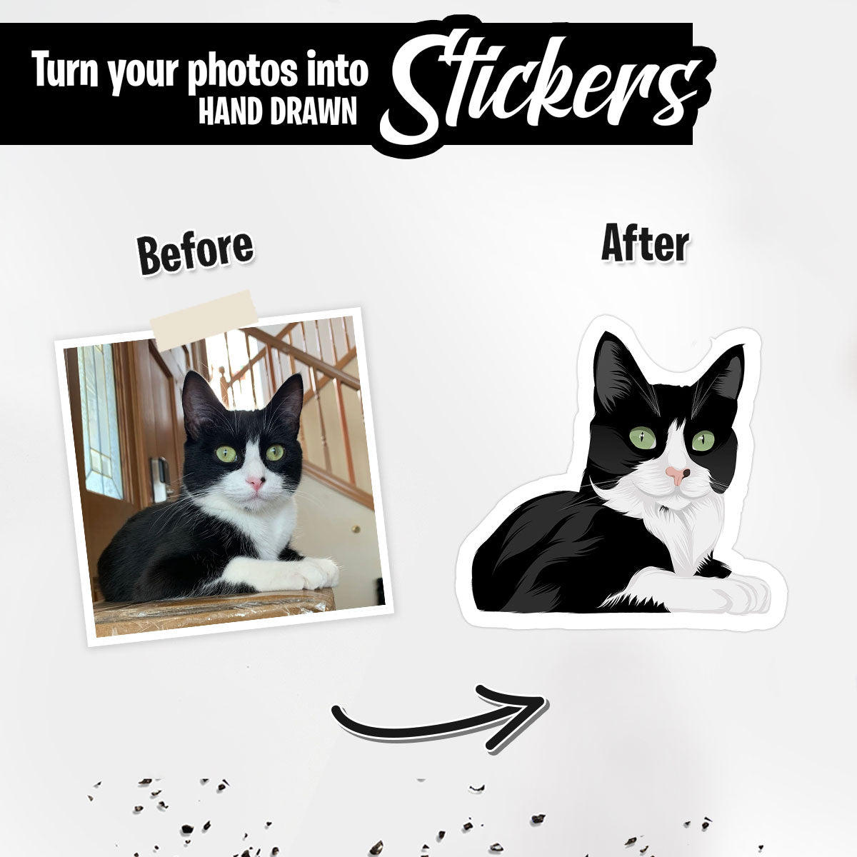 Custom Hand Painted Cat Portrait Stickers