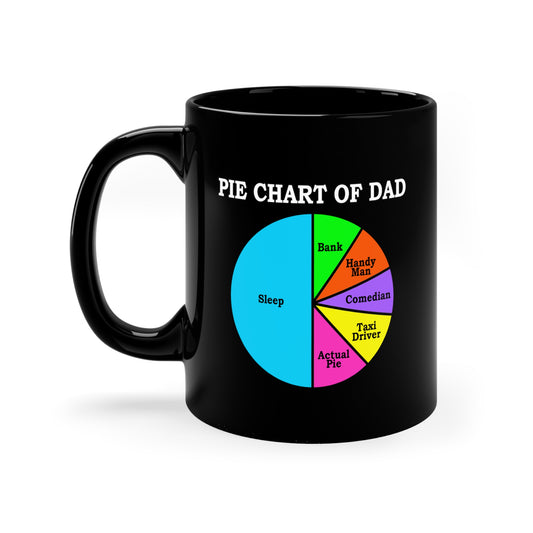 Happy Father's Day Ceramic Coffee Mug, Pie Chart of Dad, Black, 11oz Capacity