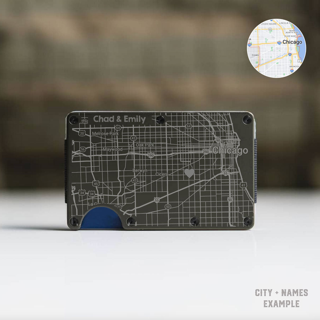 Custom "Where We Met" Minimalist Wallet Personalized with Map