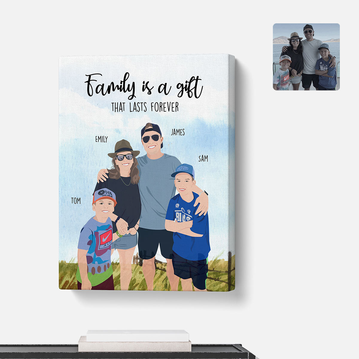 Custom Hand Drawn Family Portrait - Meadow