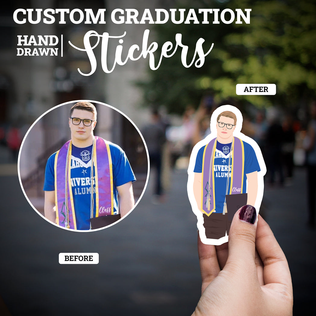 Custom Hand-Drawn Graduation Photo Stickers