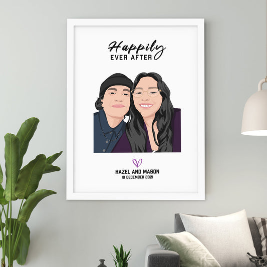 Custom Hand Drawn Happily Ever After Portrait
