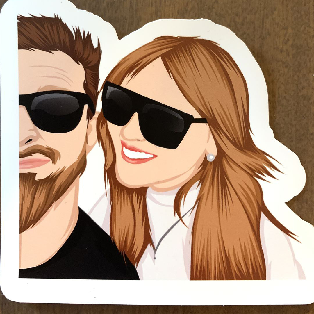 Custom BF GF BAE Hand-Drawn Couple Stickers