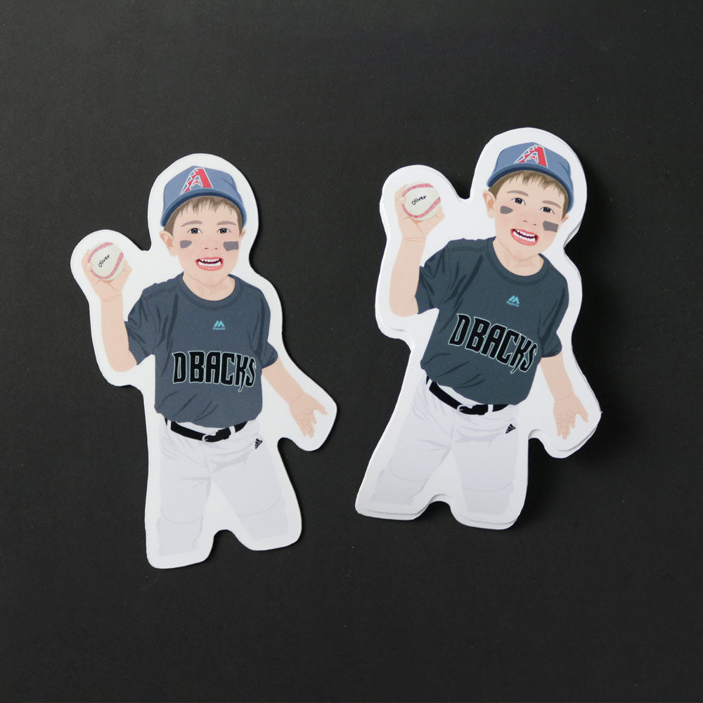 Custom Hand-Drawn Little League Baseball Stickers