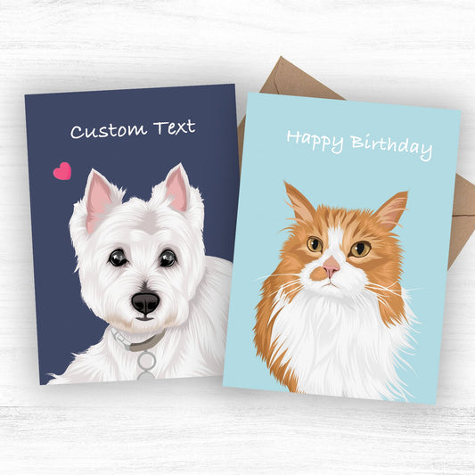 Custom Hand-Drawn Pet Greeting Card